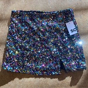 Junior size large sequin multicolored stretch skirt